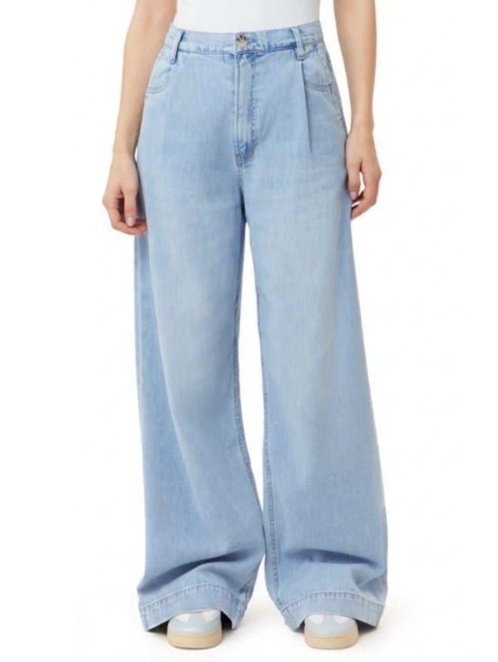 Scotch & Soda Blue Pleated High Waist Wide Leg Baggy Trouser Jeans Size 2, 26
